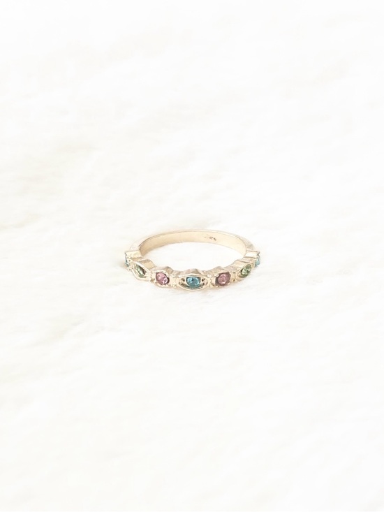Jewelry - 5/$15 🩷 MUST BUNDLE Delicate Multi-Stone Gold Band Ring - Pink, Blue & Green